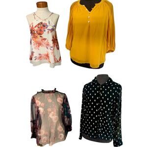 Bundle of 4‎ tops -Women’s Size Small Work Wear Casual Tops Skull Floral Print